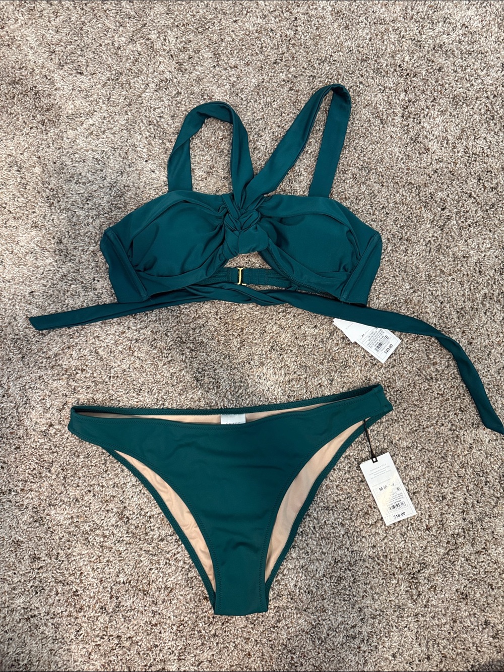 Shade & Shore Teal Knot-Front Bikini Set